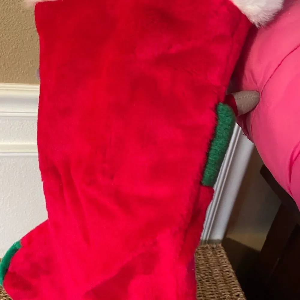 Vintage Velvet Stocking with 2 Gray Mice
